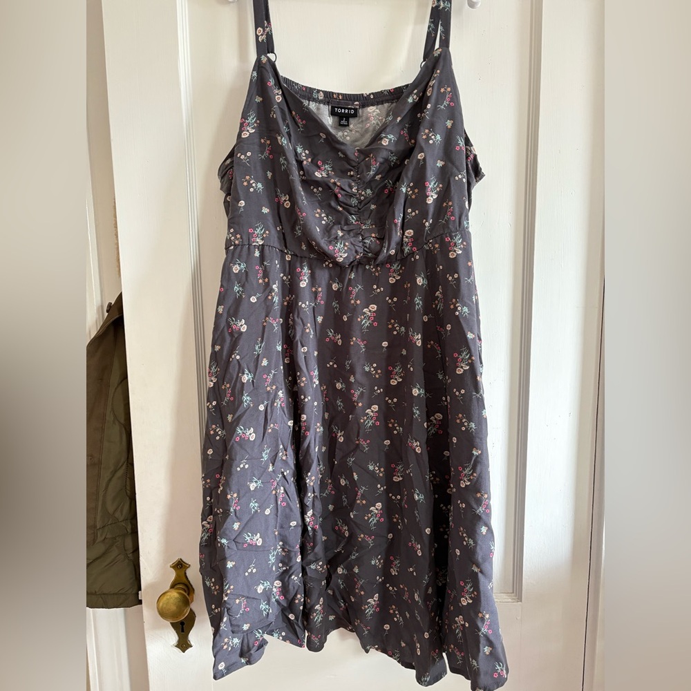 torrid Charcoal Floral Maxi Dress with Pink & Cream Accents